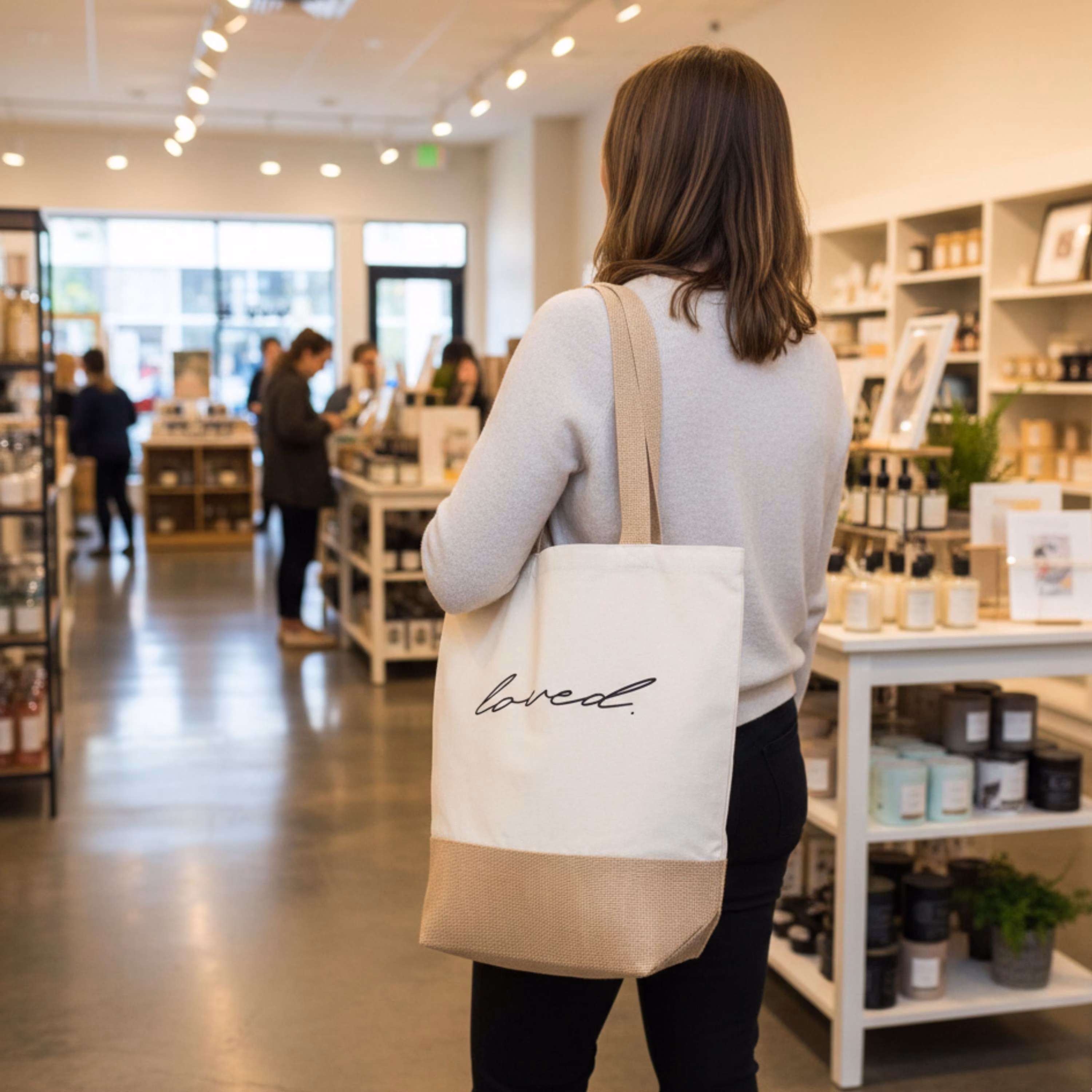 Baumwolltasche mit Jute I Blumen I Einkaufstasche I loved. I Geschenk
