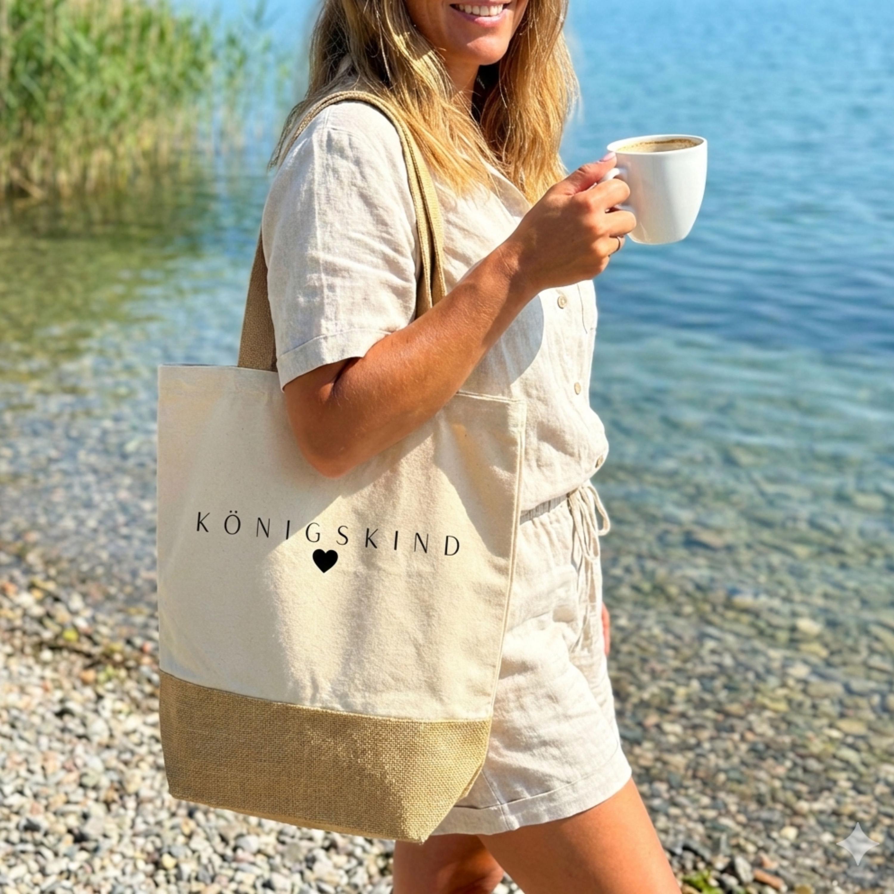 Baumwolltasche Jute I Königskind I Herz I christliche Botschaft I Einkaufstasche I Geschenk I Glaube Liebe Hoffnung