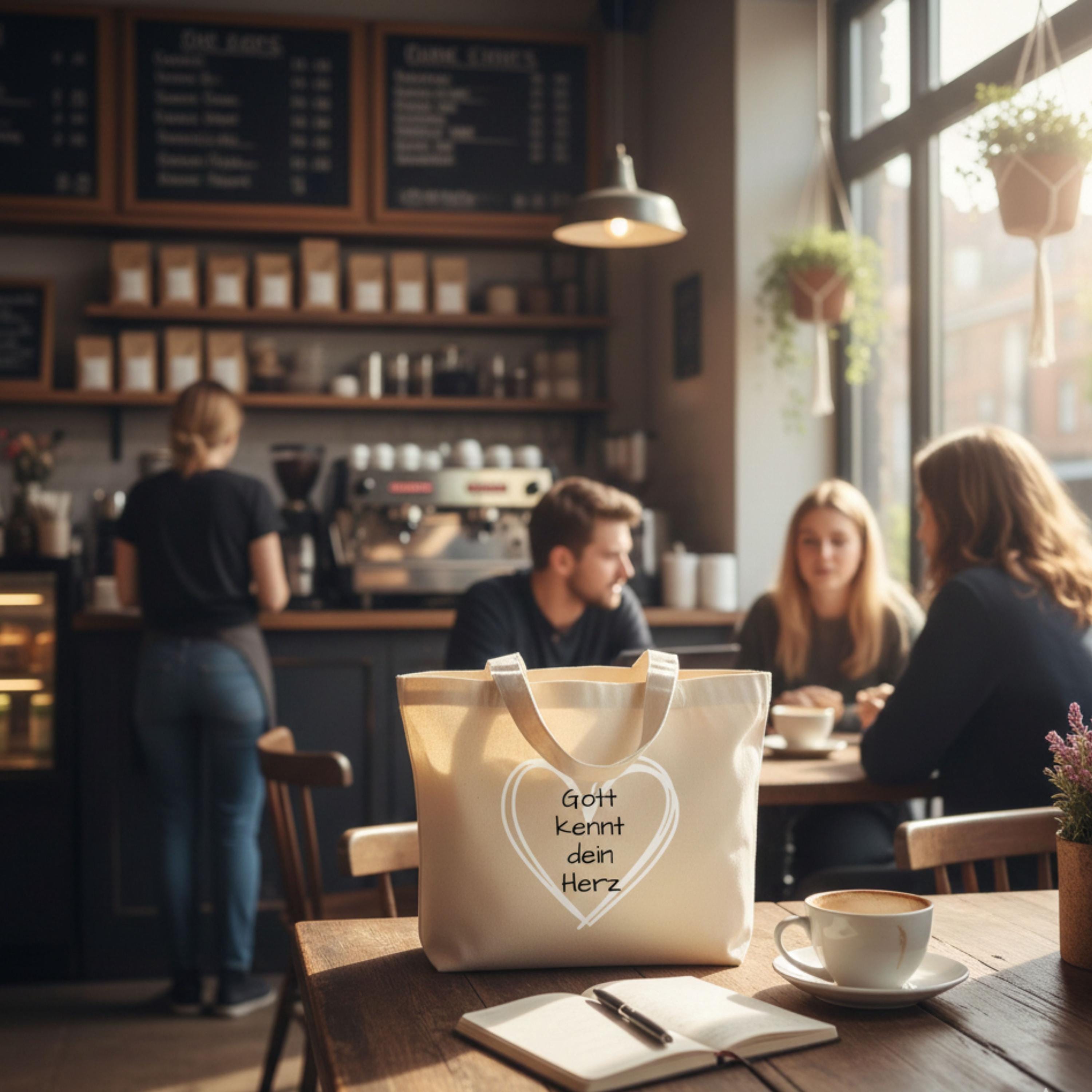Bedruckte Baumwolltasche I christliche Botschaft I Einkaufstasche I Geschenk I Gott kennt dein Herz
